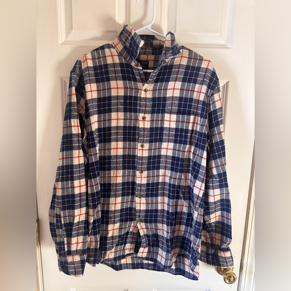 J. Crew Blue and Red Plaid Flannel Shirt